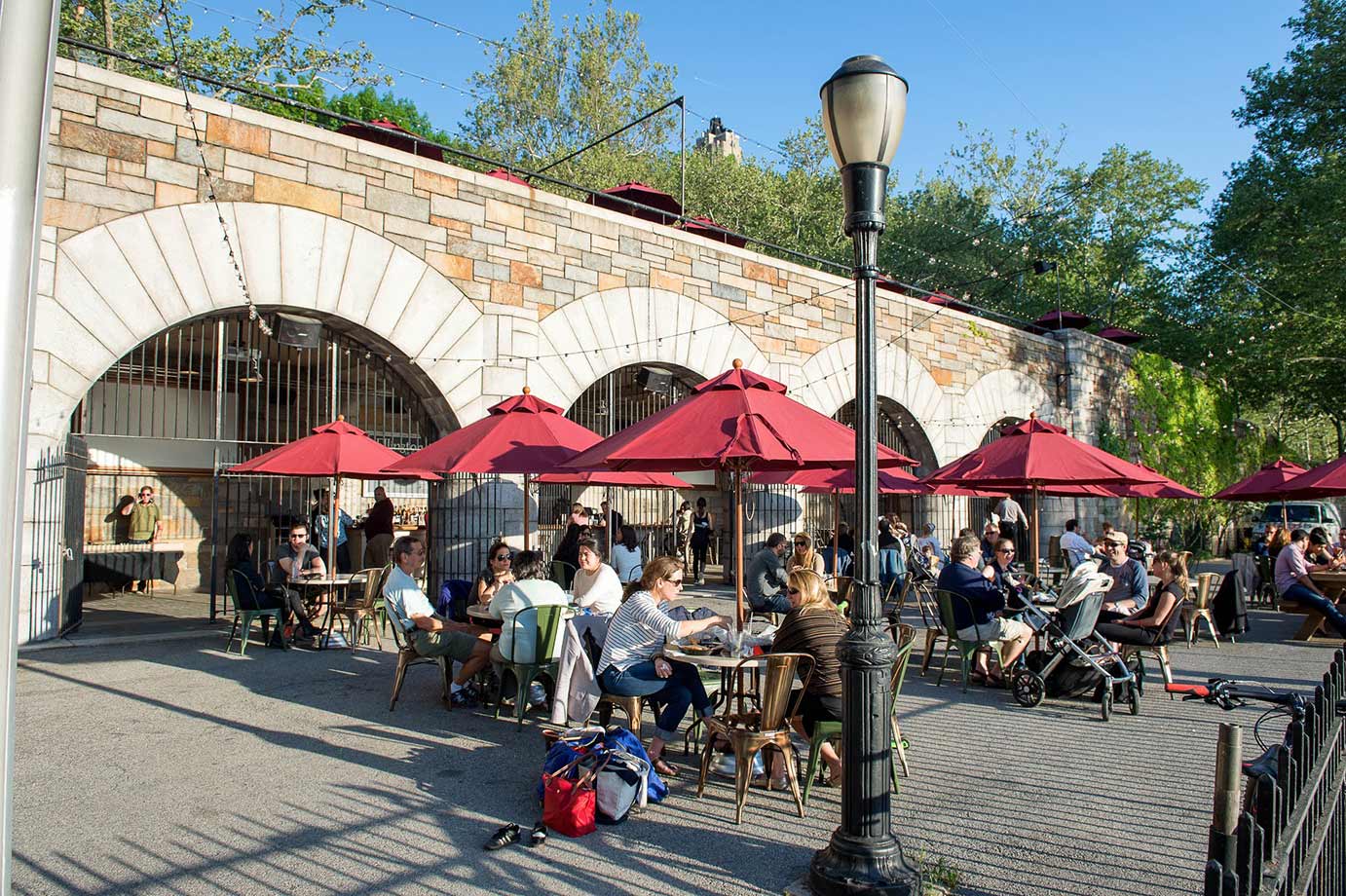 Restaurants patio garden with people